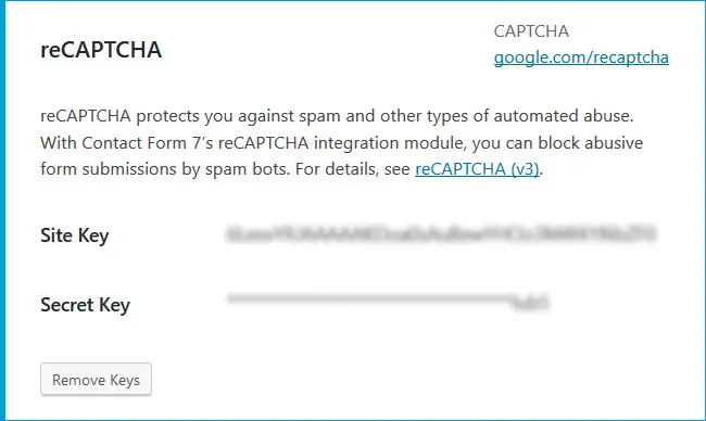Contact Form 7 Recaptcha integration
